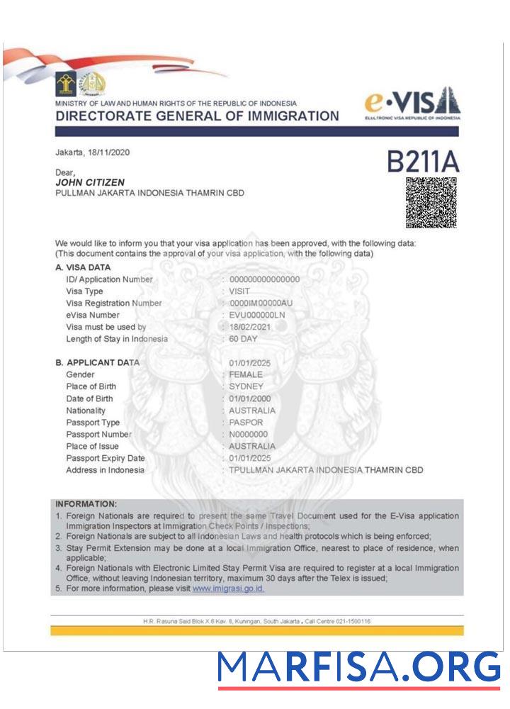 Downloadable Indonesia e visa download for verification